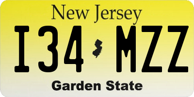 NJ license plate I34MZZ