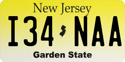NJ license plate I34NAA