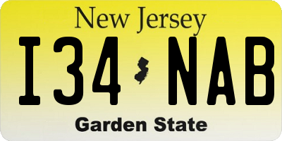 NJ license plate I34NAB