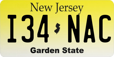 NJ license plate I34NAC