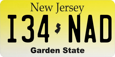 NJ license plate I34NAD