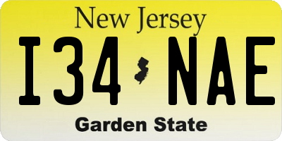 NJ license plate I34NAE