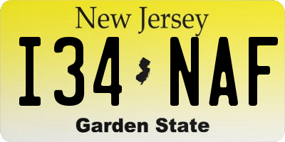 NJ license plate I34NAF