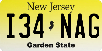 NJ license plate I34NAG