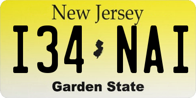 NJ license plate I34NAI