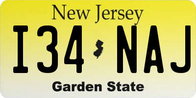 NJ license plate I34NAJ