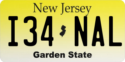 NJ license plate I34NAL