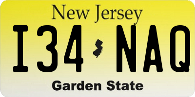 NJ license plate I34NAQ