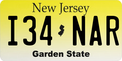NJ license plate I34NAR