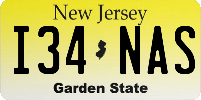 NJ license plate I34NAS