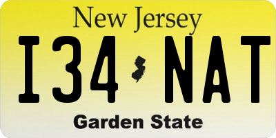 NJ license plate I34NAT
