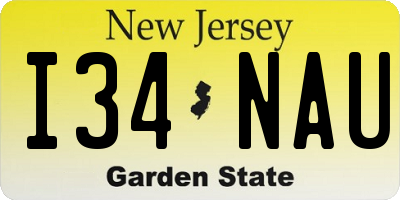 NJ license plate I34NAU