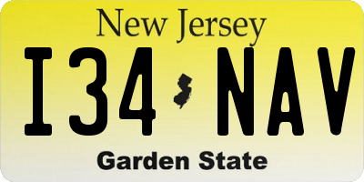 NJ license plate I34NAV