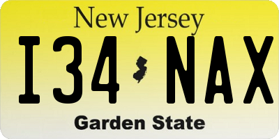 NJ license plate I34NAX