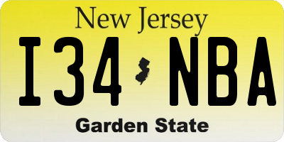NJ license plate I34NBA
