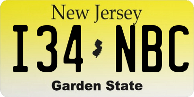 NJ license plate I34NBC