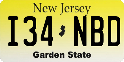 NJ license plate I34NBD