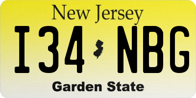 NJ license plate I34NBG