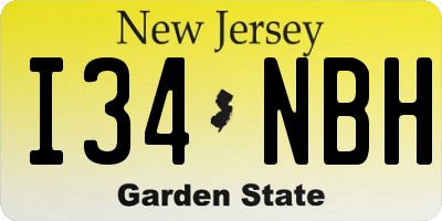 NJ license plate I34NBH