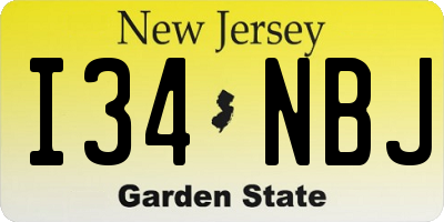 NJ license plate I34NBJ