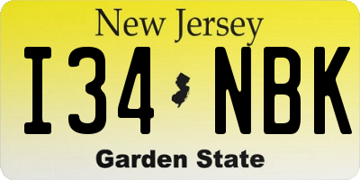 NJ license plate I34NBK