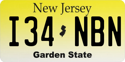 NJ license plate I34NBN