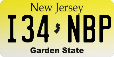NJ license plate I34NBP