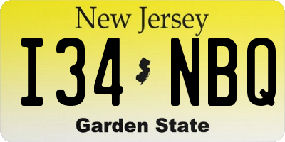 NJ license plate I34NBQ