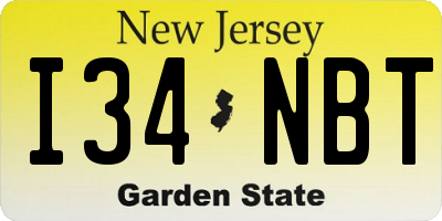 NJ license plate I34NBT