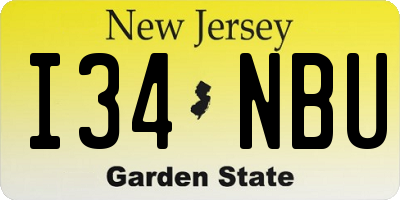 NJ license plate I34NBU