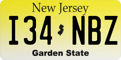 NJ license plate I34NBZ