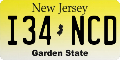 NJ license plate I34NCD