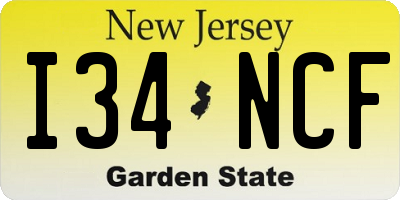 NJ license plate I34NCF