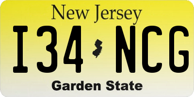 NJ license plate I34NCG