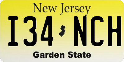 NJ license plate I34NCH