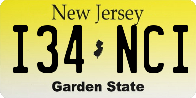 NJ license plate I34NCI