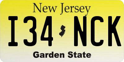 NJ license plate I34NCK