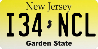 NJ license plate I34NCL