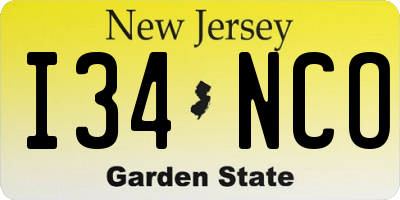 NJ license plate I34NCO