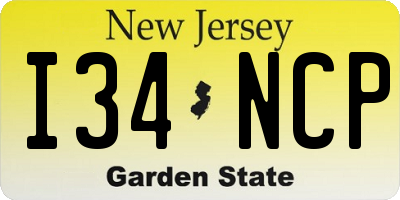 NJ license plate I34NCP