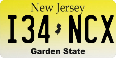 NJ license plate I34NCX