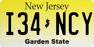 NJ license plate I34NCY