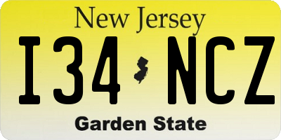 NJ license plate I34NCZ