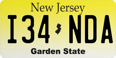 NJ license plate I34NDA