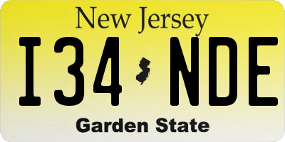 NJ license plate I34NDE