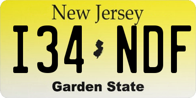 NJ license plate I34NDF