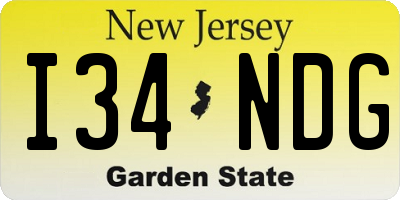 NJ license plate I34NDG