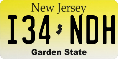 NJ license plate I34NDH