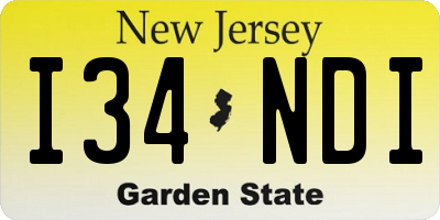NJ license plate I34NDI
