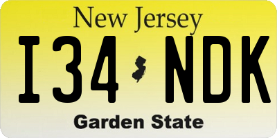 NJ license plate I34NDK